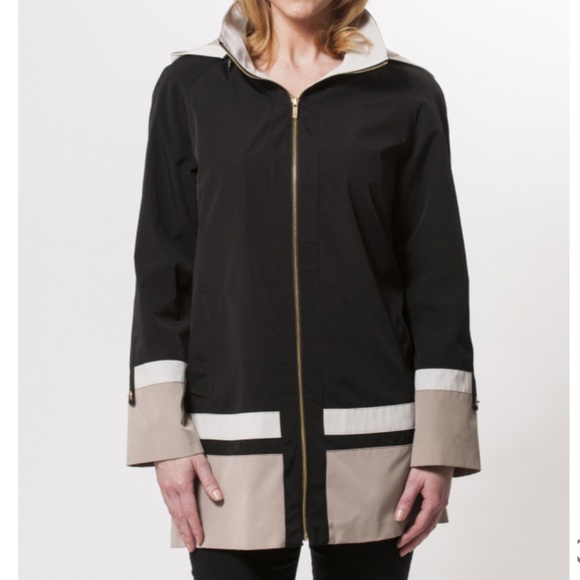 Jones New York Jackets & Blazers - NWT Jones New York Black/Cream Jacket Size Large Rain Waterproof Lightweight